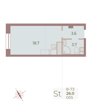 Продажа квартиры-студии 25,7 м², 7/9 этаж