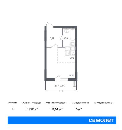 31,2 м², студия, 12/12 этаж