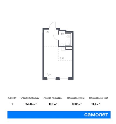 24,5 м², студия, 4/12 этаж