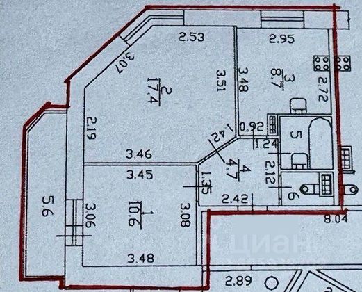 Продажа 2-комнатной квартиры 45,6 м², 8/17 этаж