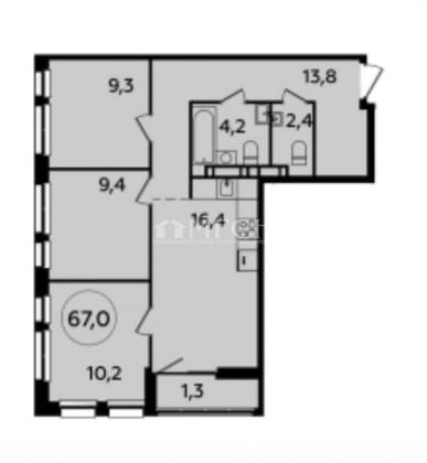 Продажа 3-комнатной квартиры 66 м², 21/23 этаж