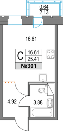 Продажа квартиры-студии 25,4 м², 2/25 этаж