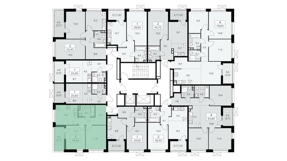 Продажа 2-комнатной квартиры 48,4 м², 15/15 этаж