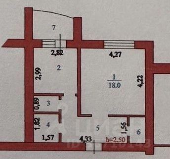 Продажа 1-комнатной квартиры 44,6 м², 2/9 этаж