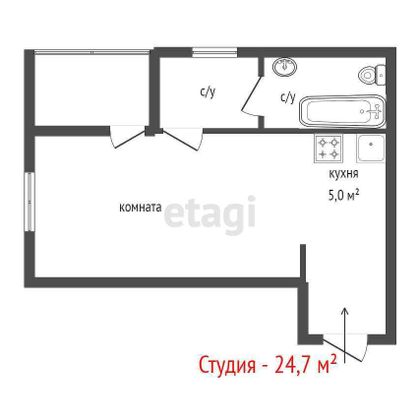 Продажа квартиры-студии 24,7 м², 3/24 этаж