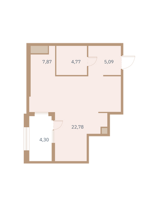Продажа квартиры-студии 43,3 м², 6/12 этаж