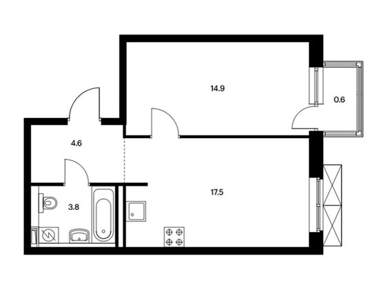 Продажа 1-комнатной квартиры 41,4 м², 14/25 этаж