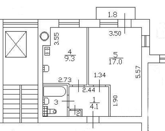 Продажа 1-комнатной квартиры 33,4 м², 8/9 этаж