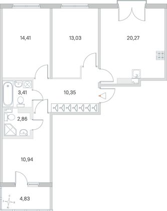 Продажа 3-комнатной квартиры 77,7 м², 4/4 этаж