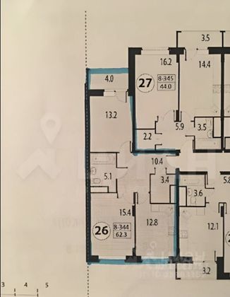 Продажа 2-комнатной квартиры 61,5 м², 9/16 этаж