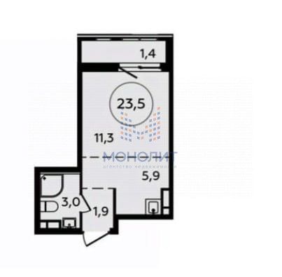 Продажа квартиры-студии 23,6 м², 8/9 этаж