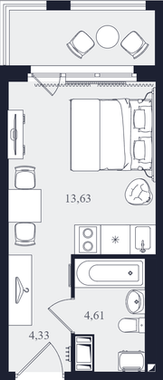 Продажа квартиры-студии 22,6 м², 20/24 этаж