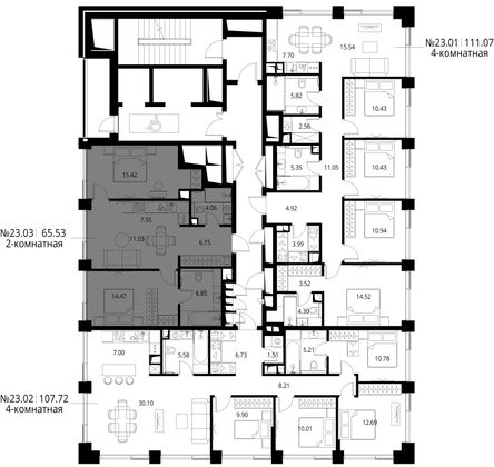 Продажа 2-комнатной квартиры 65,5 м², 23/24 этаж