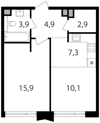 Продажа 1-комнатной квартиры 45 м², 7/24 этаж