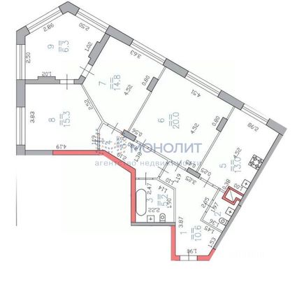 Продажа 3-комнатной квартиры 96,7 м², 5/21 этаж
