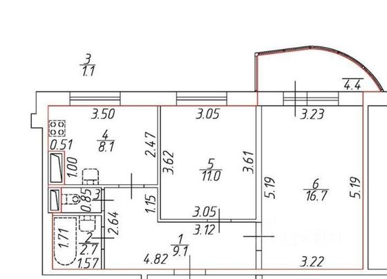 Продажа 2-комнатной квартиры 48,7 м², 9/16 этаж