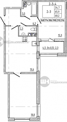 Продажа 2-комнатной квартиры 68,2 м², 9/10 этаж