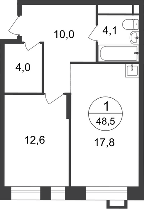 Продажа 1-комнатной квартиры 48,5 м², 14/20 этаж