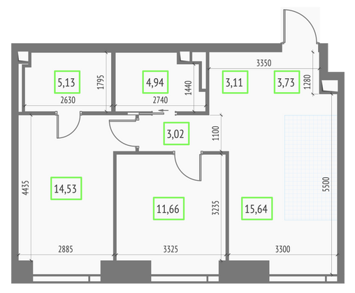 Продажа 2-комнатной квартиры 61,8 м², 33/57 этаж