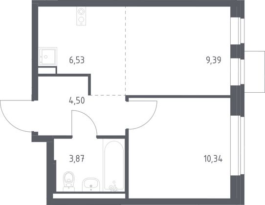 34,6 м², 1-комн. квартира, 4/9 этаж