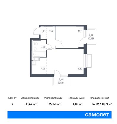 41,7 м², 2-комн. квартира, 4/17 этаж