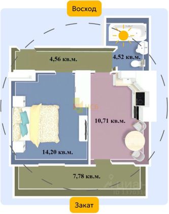 Продажа 1-комнатной квартиры 41,8 м², 2/5 этаж