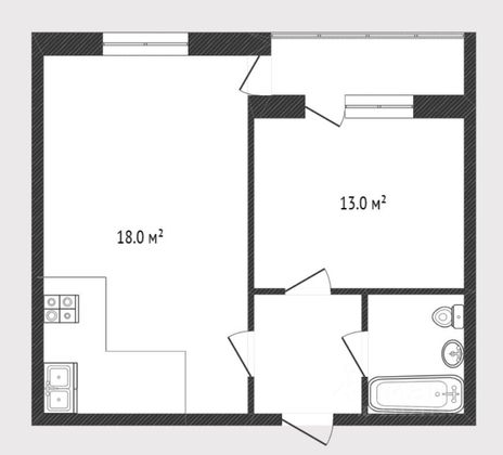 Продажа 1-комнатной квартиры 42,8 м², 3/10 этаж