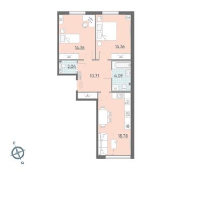 Продажа 2-комнатной квартиры 62 м², 2/15 этаж
