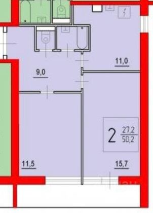 Продажа 2-комнатной квартиры 51 м², 6/16 этаж