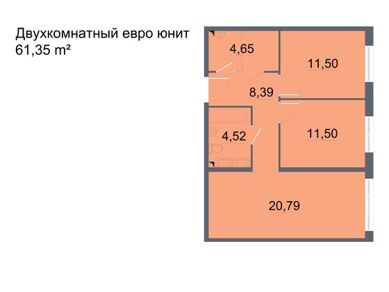 Продажа 2-комнатной квартиры 61,3 м², 21/24 этаж