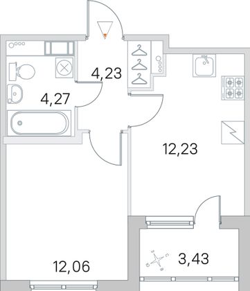 Продажа 1-комнатной квартиры 34,5 м², 4/5 этаж