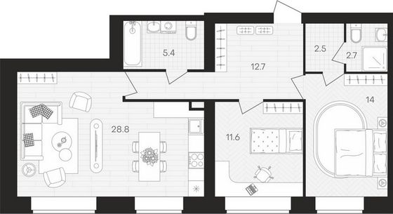 Продажа 2-комнатной квартиры 77,7 м², 1/10 этаж