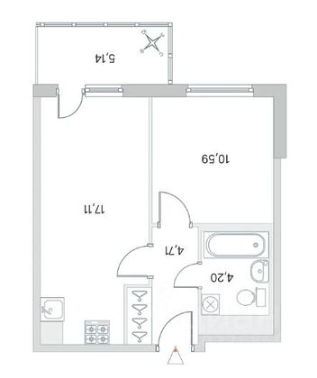 Аренда 1-комнатной квартиры 36,6 м², 6/8 этаж
