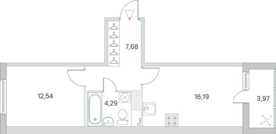 Продажа 1-комнатной квартиры 42,7 м², 2/8 этаж