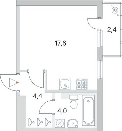 Продажа квартиры-студии 26,7 м², 1/4 этаж