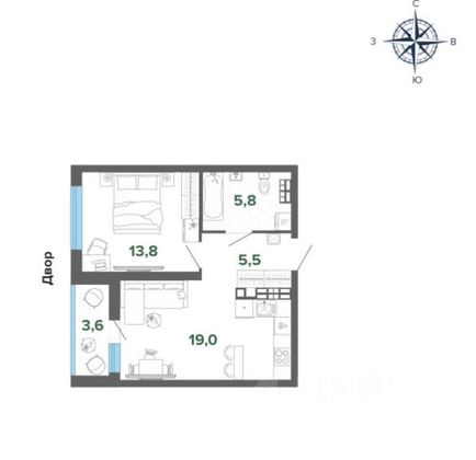 Продажа 1-комнатной квартиры 47,4 м², 18/33 этаж