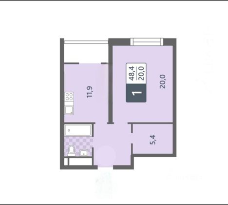 Продажа 1-комнатной квартиры 48,4 м², 16/31 этаж