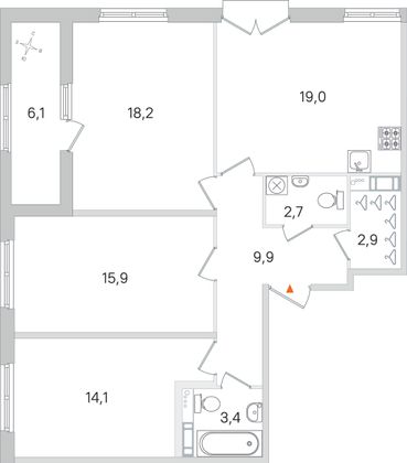 Продажа 3-комнатной квартиры 89,2 м², 2/4 этаж