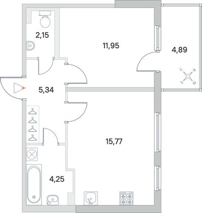 Продажа 1-комнатной квартиры 40,9 м², 1/5 этаж
