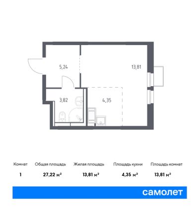 27,2 м², студия, 20/25 этаж