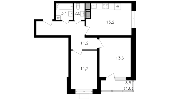 Продажа 2-комнатной квартиры 59,3 м², 21/25 этаж