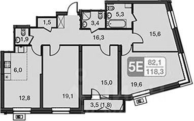 Продажа многокомнатной квартиры 118,3 м², 34/35 этаж