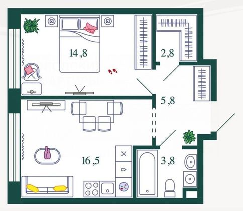 Продажа 2-комнатной квартиры 43,7 м², 7/9 этаж