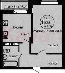 Продажа 1-комнатной квартиры 41,3 м², 6/6 этаж