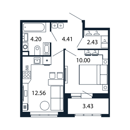 Продажа 1-комнатной квартиры 33 м², 3/13 этаж
