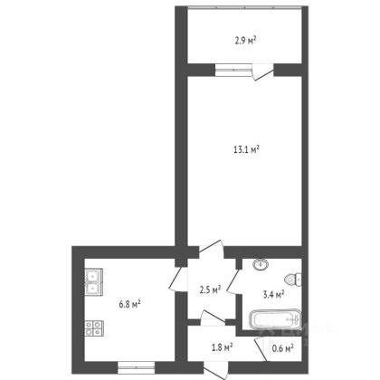 Продажа 1-комнатной квартиры 30 м², 3/3 этаж