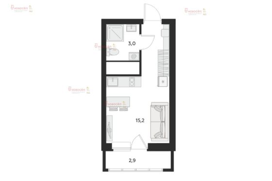 Продажа 1-комнатной квартиры 19 м², 6/25 этаж