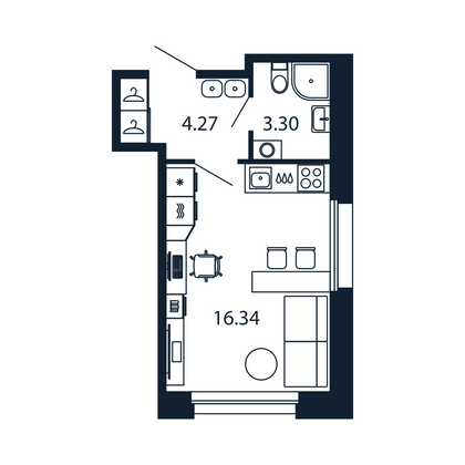 Продажа квартиры-студии 23,9 м², 2/12 этаж