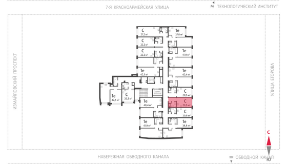 20,5 м², студия, 5/11 этаж