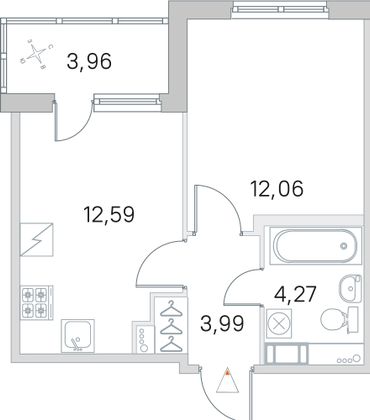 Продажа 1-комнатной квартиры 34,9 м², 3/5 этаж